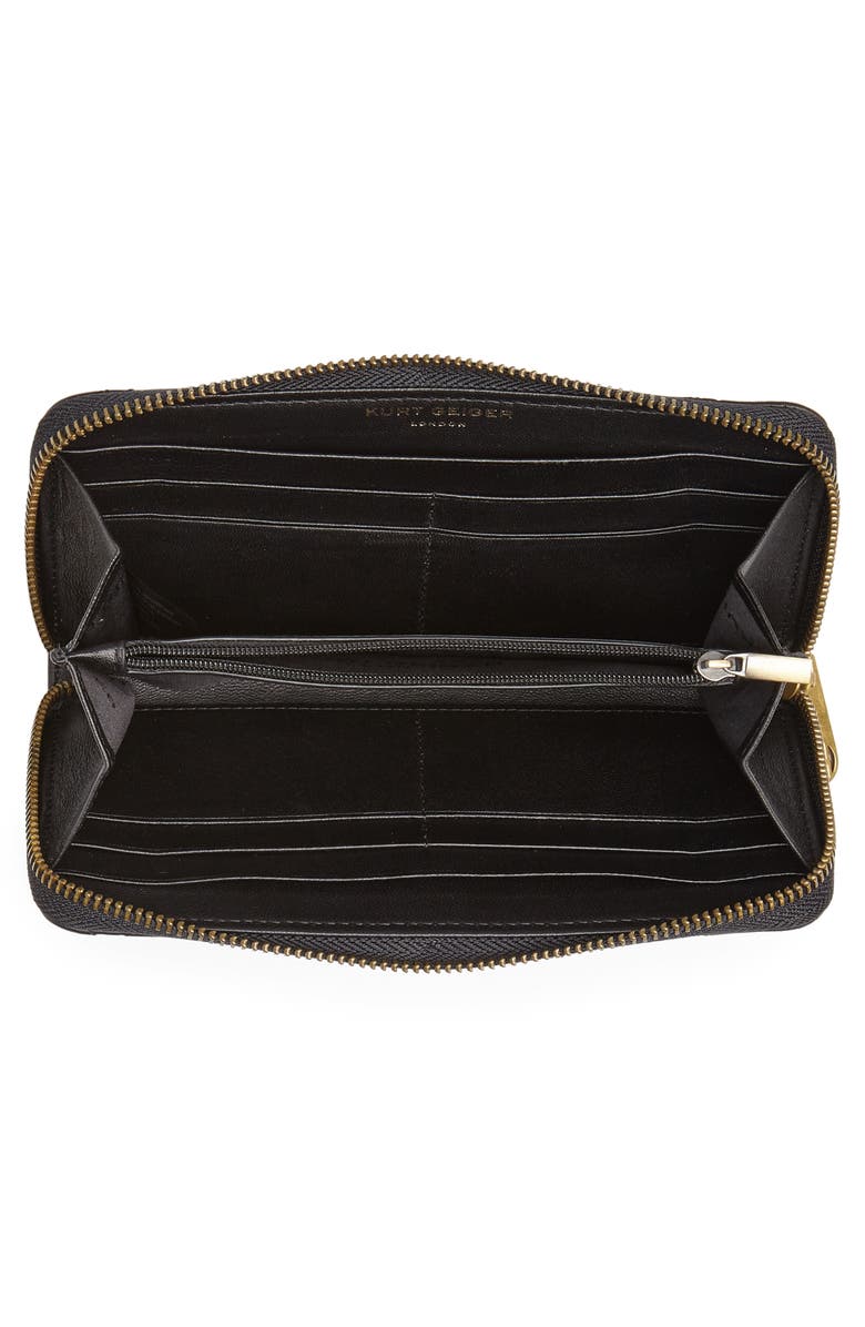 Kurt Geiger London Eagle Leather Zip Around Wallet, Alternate, color, Black