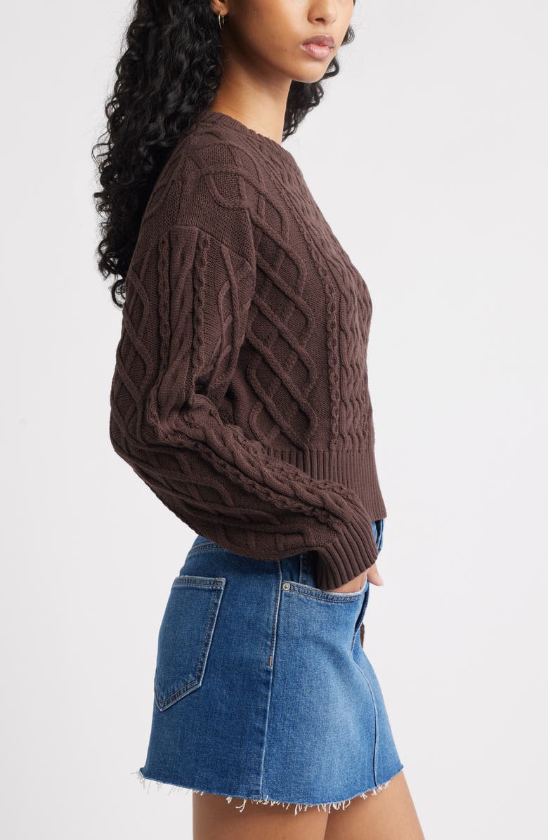 BP. Cable Pullover Sweater, Alternate, color, Brown Coffee
