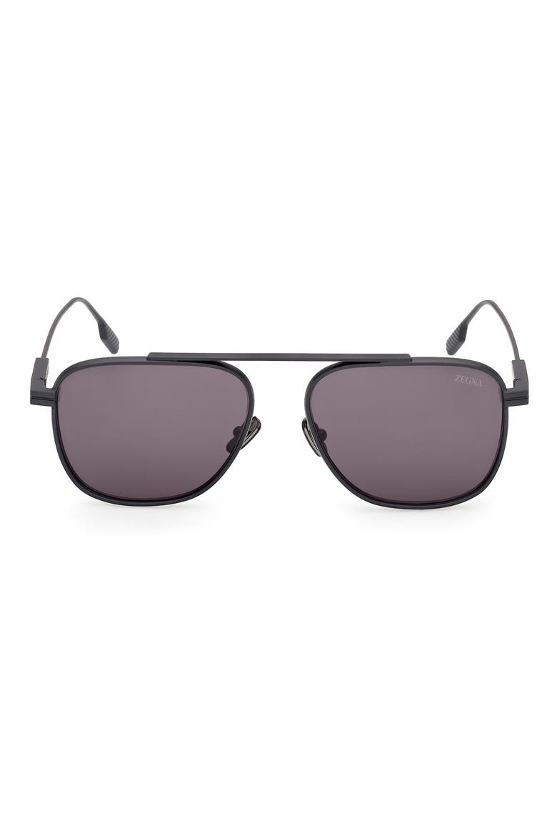 57mm Geometric Sunglasses, Main, color, MATTE DARK BLUE METAL