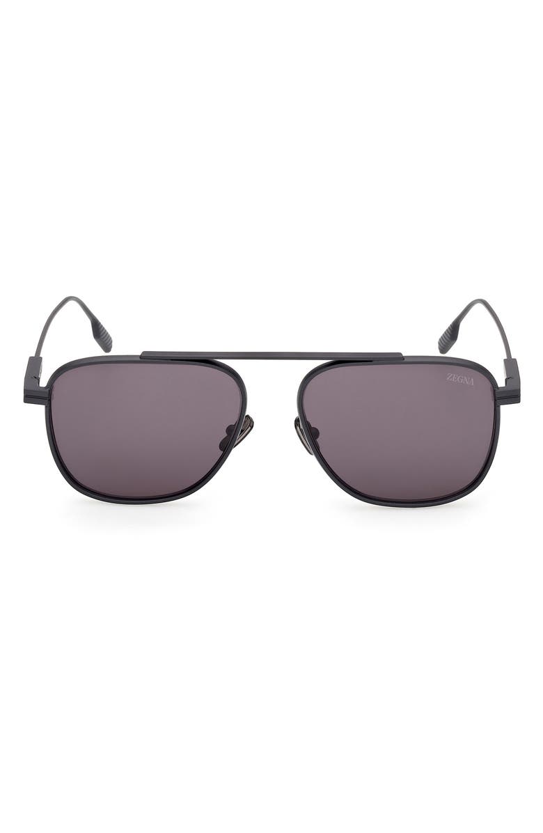 ZEGNA 57mm Geometric Sunglasses, Main, color, Matte Dark Blue Metal