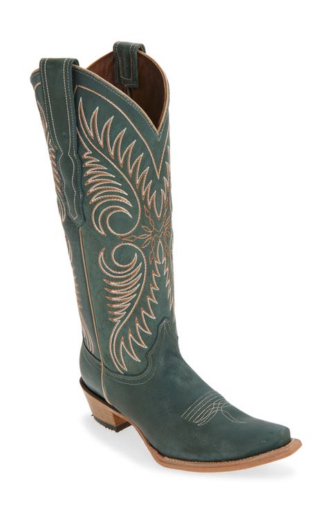 Contrast Embroidery Tall Western Boot (Women)