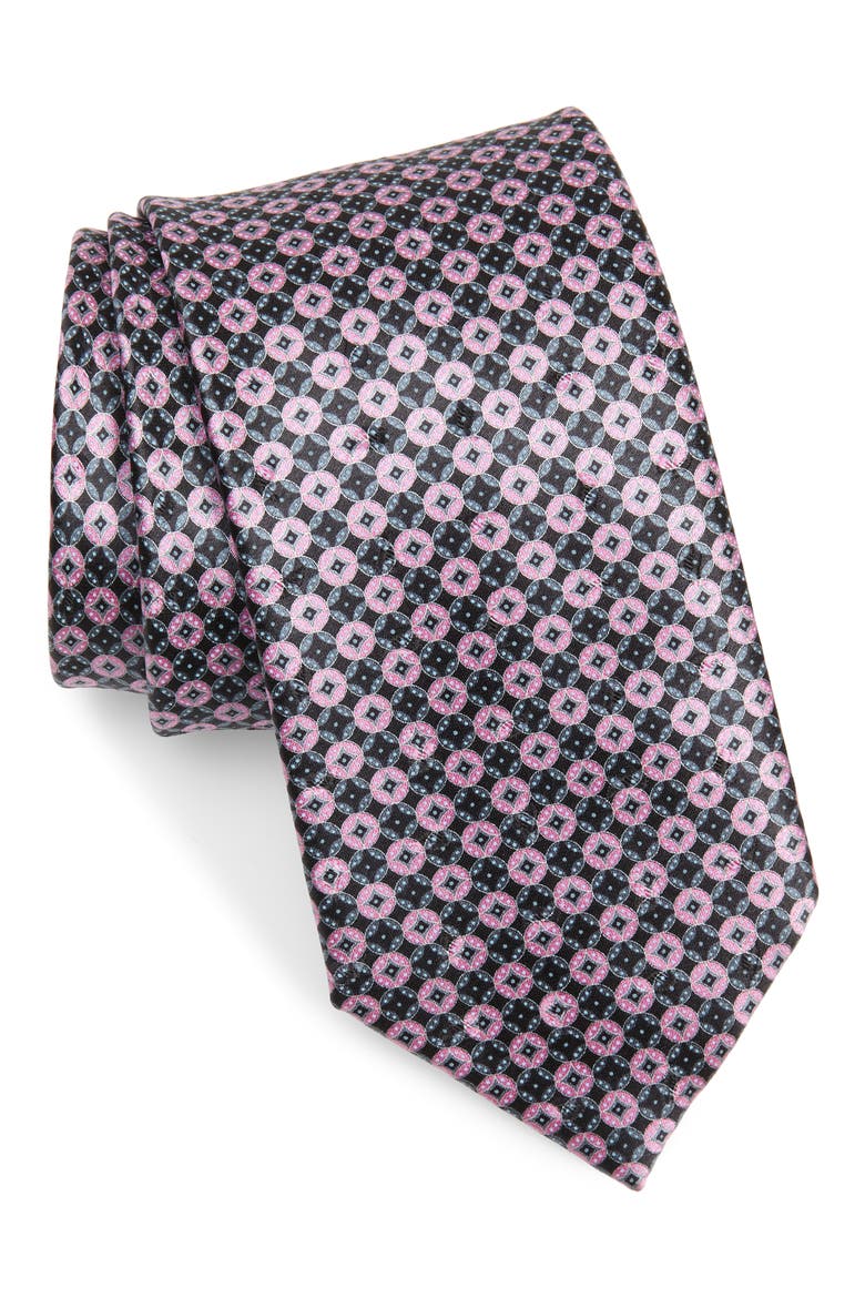 Medallion Silk Tie, Main, color, PINK