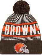 New Era Men's New Era Brown Cleveland Browns Striped Cuffed Knit Hat with Pom