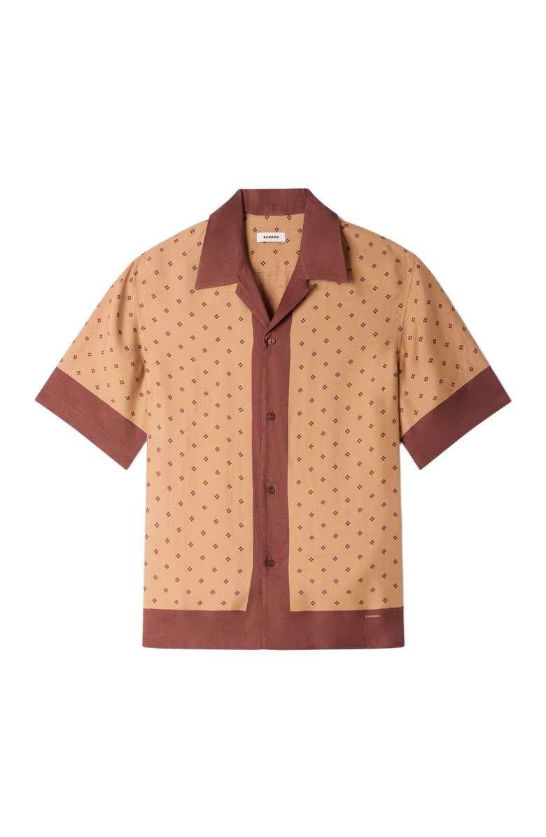 SANDRO Micro cross motif shirt, Alternate, color, Camel