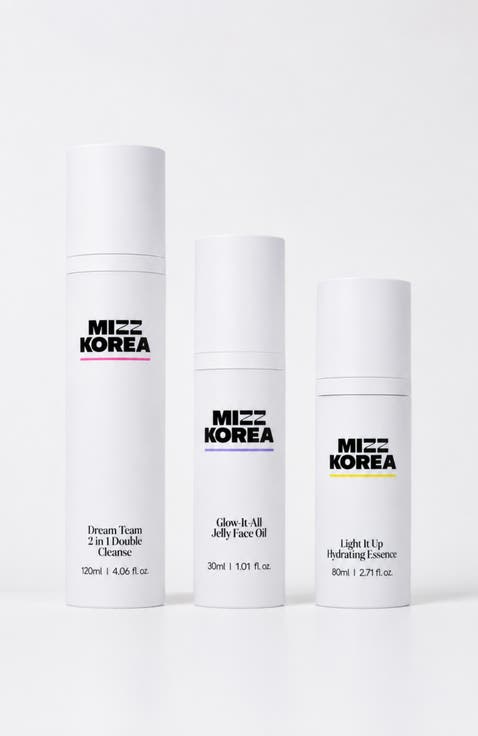 K-Beauty Dream Team Cleanser, Jelly Face Oil & Hydrating Essence 3-Piece Set