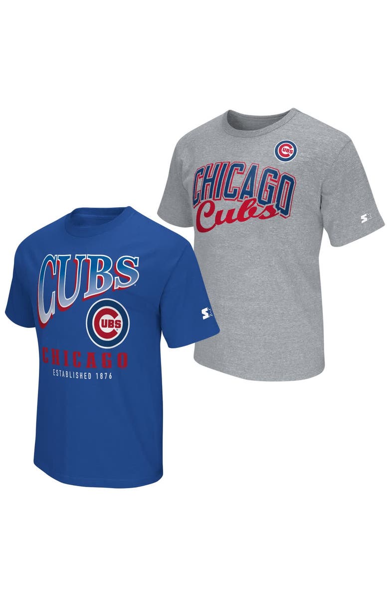 STARTER Men's Starter Royal/Heather Gray Chicago Cubs Two-Pack T-Shirt Set, Main, color, Royal