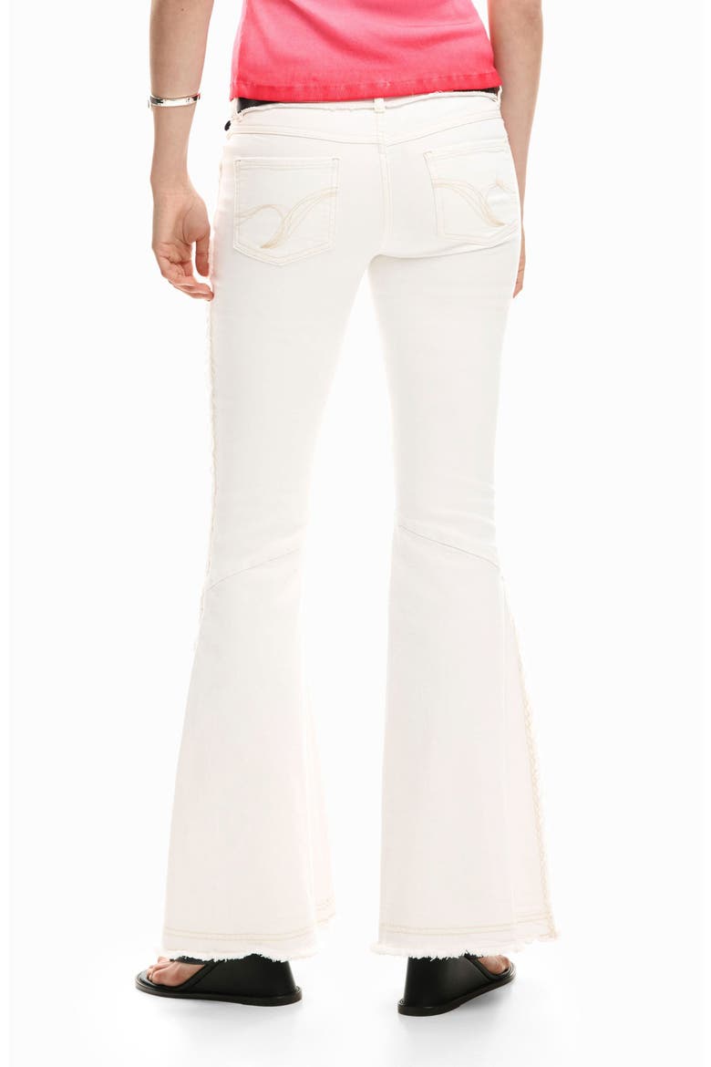 Embroidered Trim Flare Jeans, Alternate, color, LIGHT BEIGE