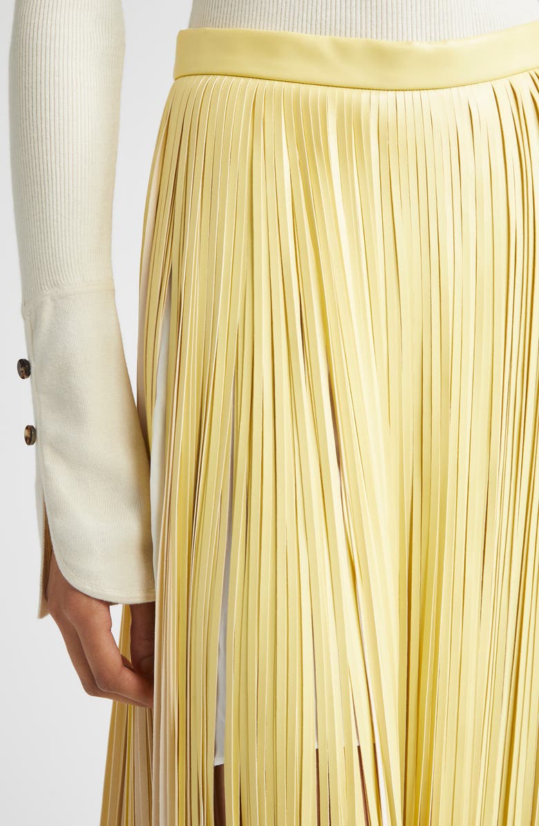 Proenza Schouler Veda Two-Tone Faux Leather Fringe Midi Wrap Skirt, Alternate, color, Pale Yellow Multi
