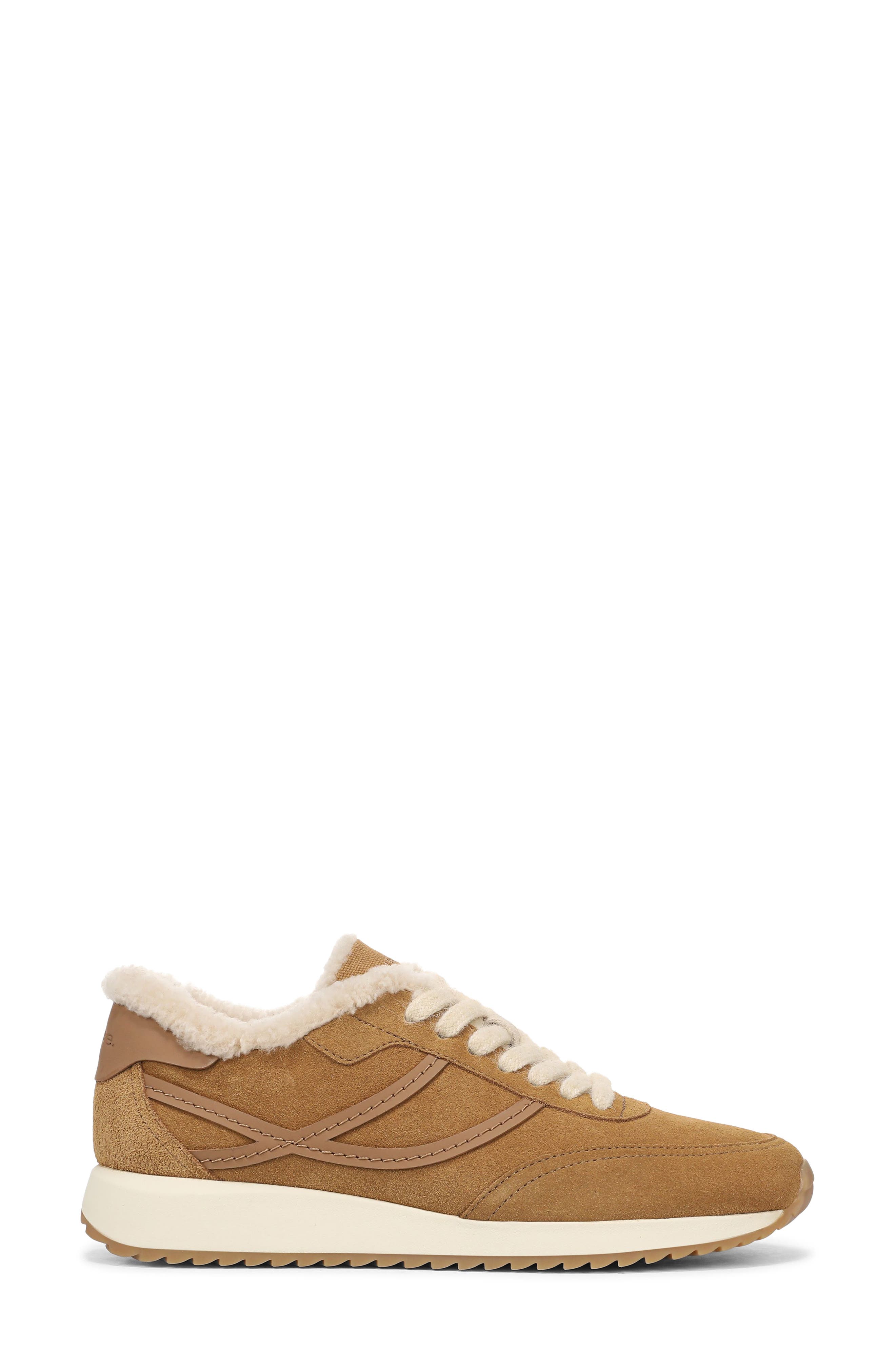 Simon Genuine Shearling Trim Sneaker, Alternate, color, HONEY BROWN LEATHER