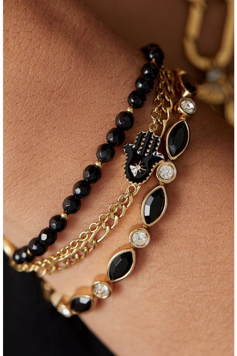 Hamsa Stranded Bracelet Set, Alternate, color, Gold