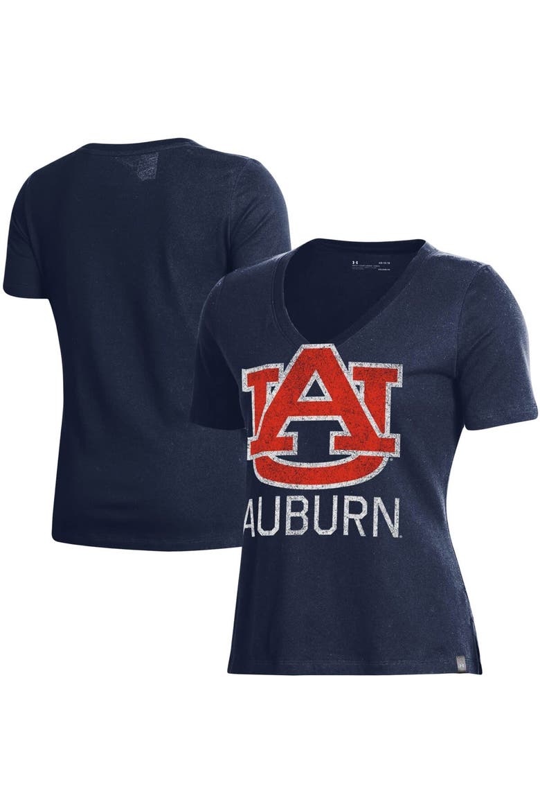 Women's Under Armour Navy Auburn Tigers Logo Performance V-Neck T-Shirt, Main, color, Navy