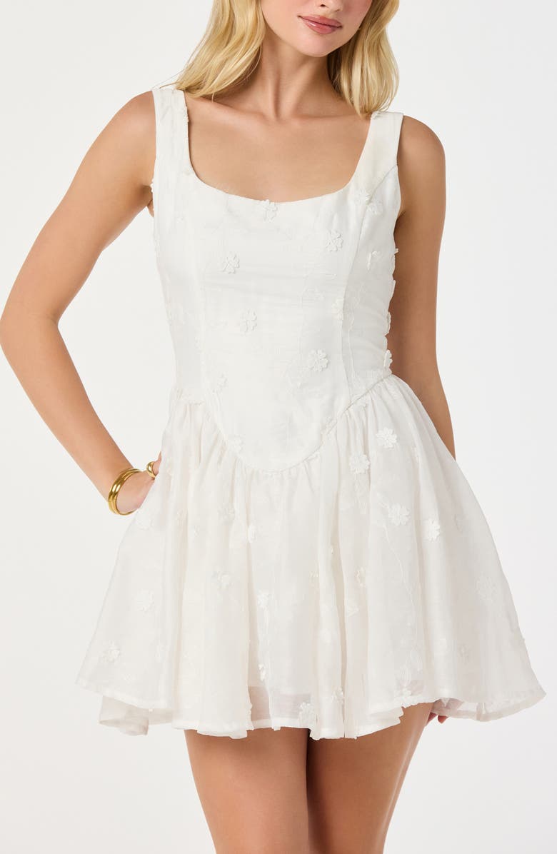 ASTR the Label Reina Floral Appliqué Minidress, Alternate, color, White