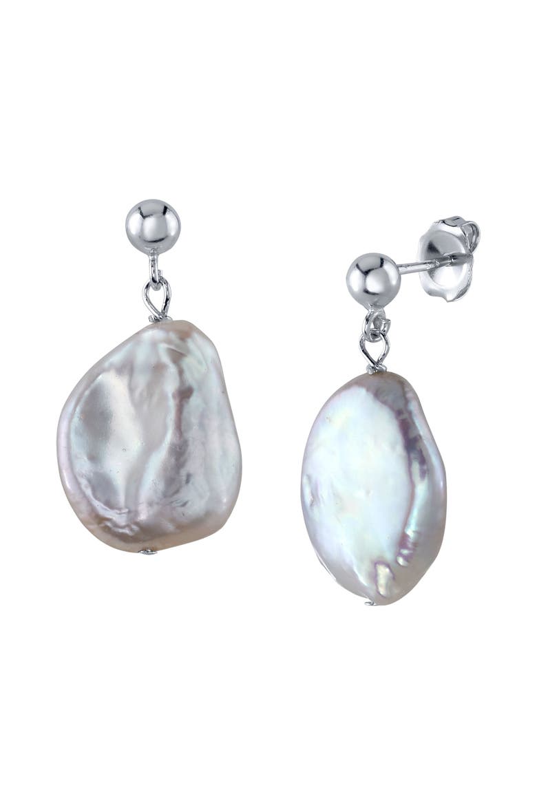 White Freshwater Baroque Pearl Alaya Earrings, Main, color, Sterling Silver