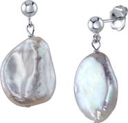 The Pearl Source White Freshwater Baroque Pearl Alaya Earrings
