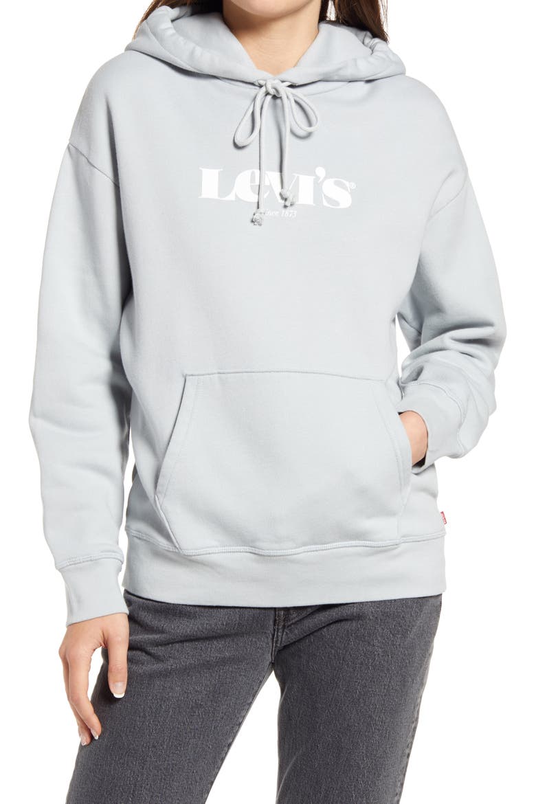 Levi's® Women's Retro Graphic Hoodie, Main, color, HOODIE NEW LOGO II PEARL GRAY