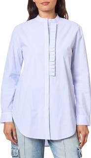 Scotch & Soda Ruffle Placket Oversize Button-Up Shirt