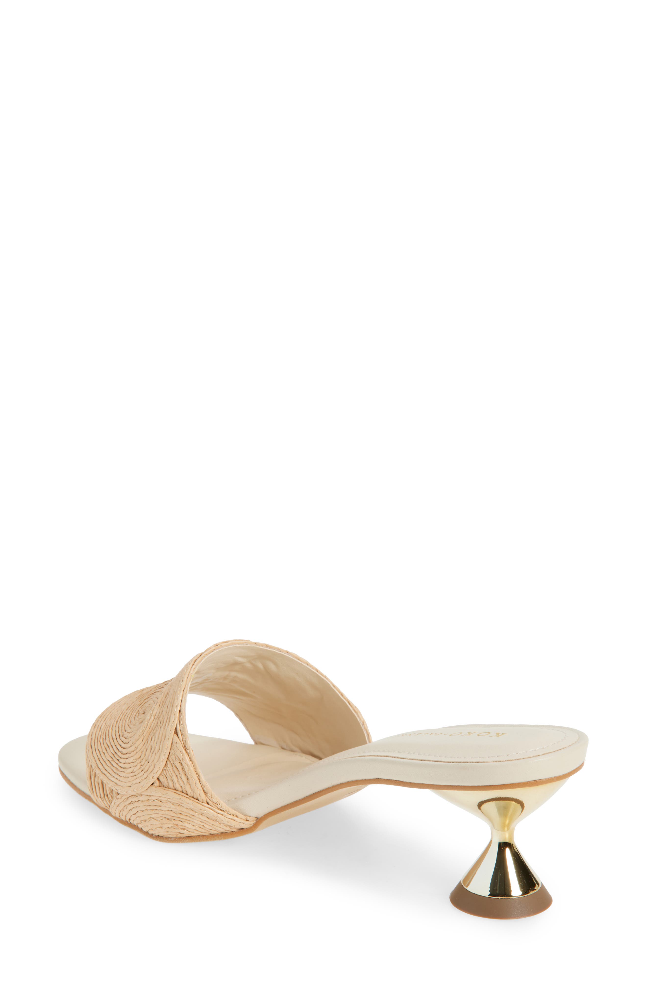KOKO + PALENKI Silan Kitten Heel Slide Sandal, Alternate, color, Natural Raffia