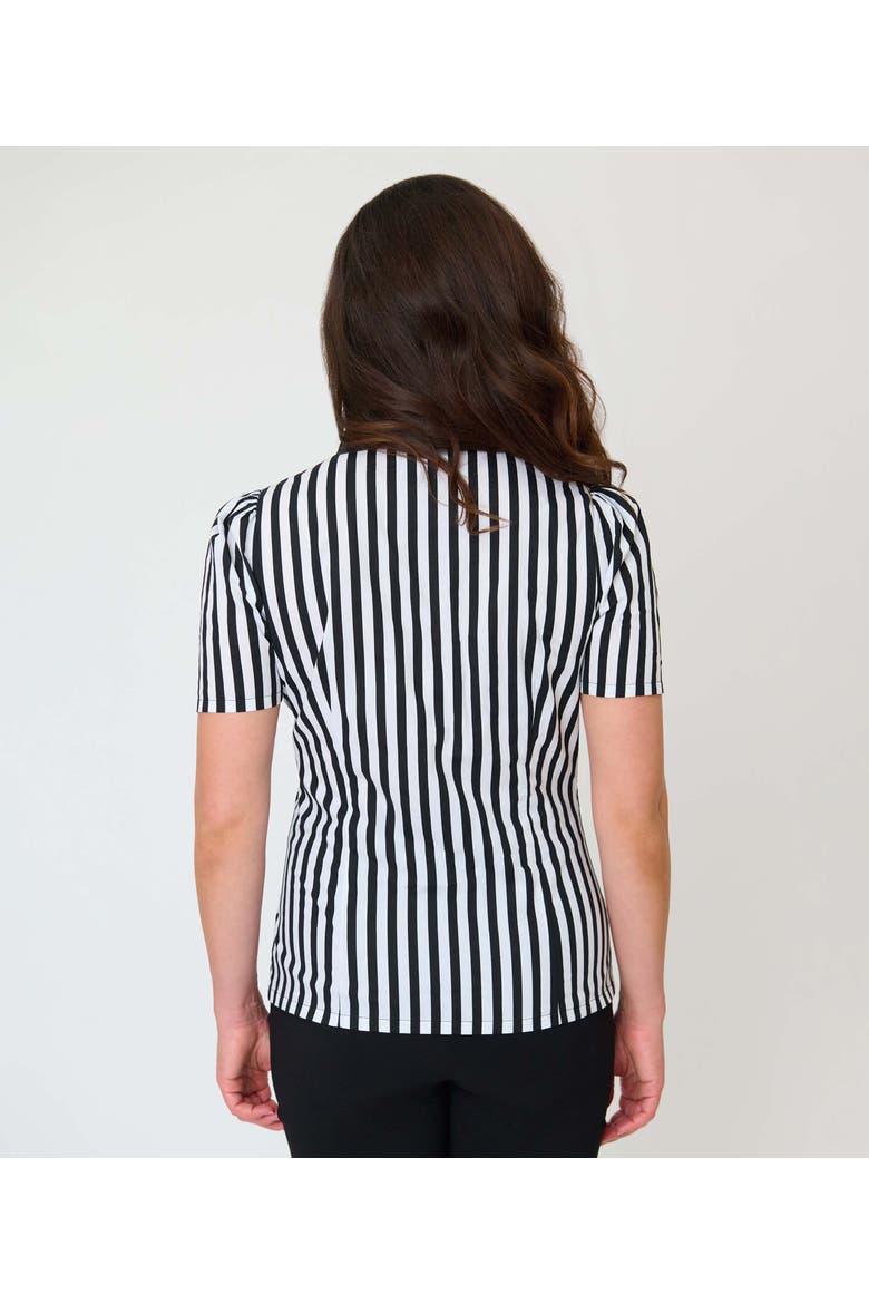 Blouse With Embroidered Collar, Alternate, color, Black & White Stripe