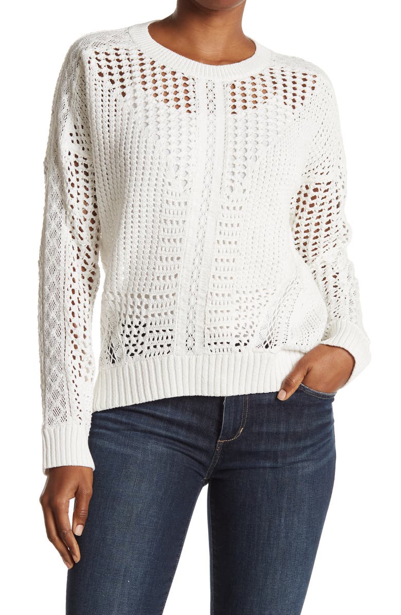 maje Mazet Open Crochet Sweater, Main, color, 