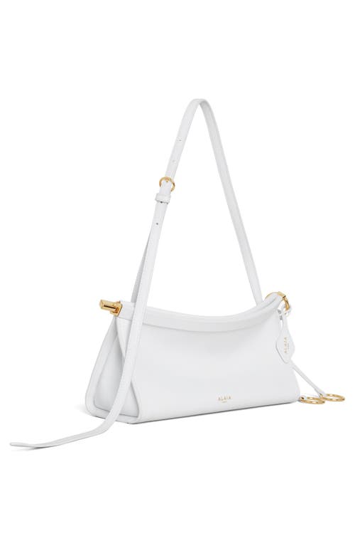 Shop Alaïa Small Le Click East/west Leather Shoulder Bag In Blanc Optique