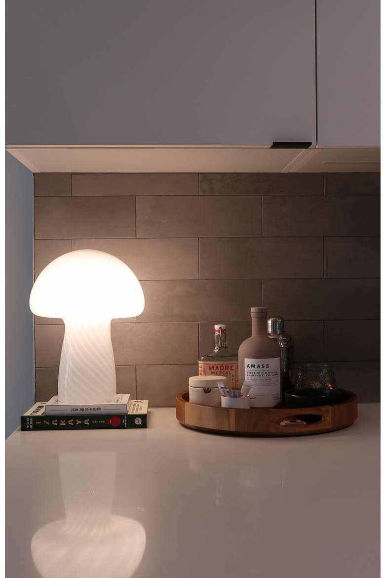 Mushroom 13" Modern LED Table Lamp with Frosted White Glass Shade, Alternate, color, White