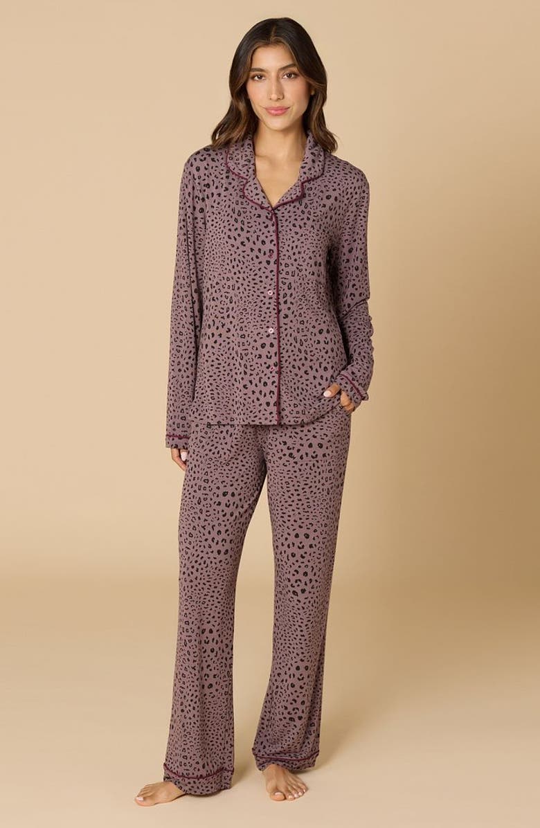 Softies Aria  Slim Notch Collar PJ Set, Main, color, Wild Driftwood