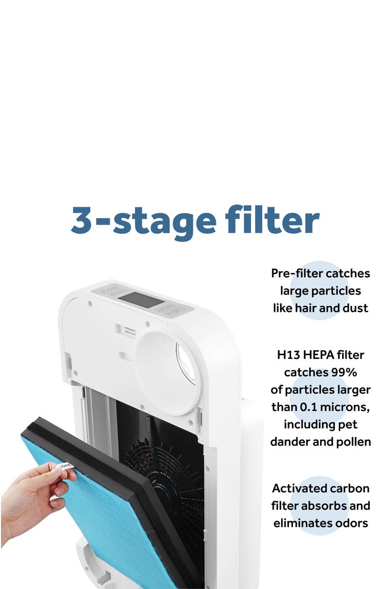 Oval Air H13 True HEPA 2-in1 Replacement Charcoal Combined Filter with Pre-filter, Alternate, color, White