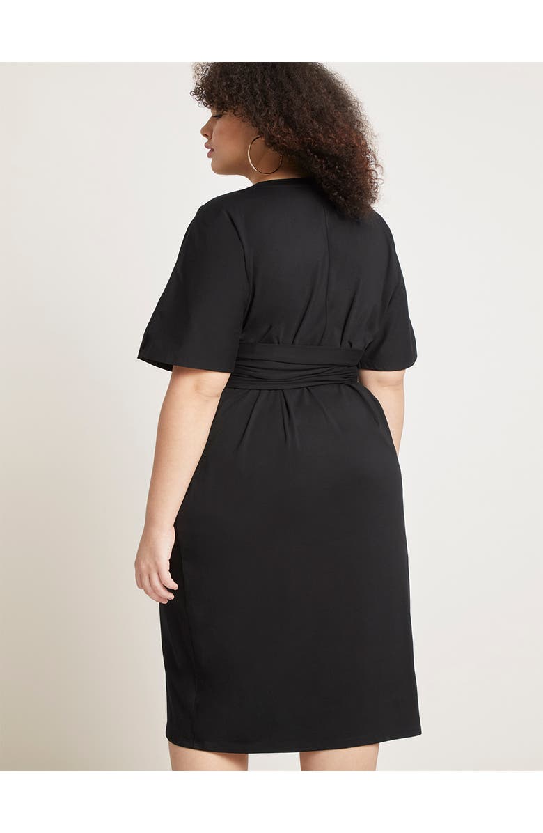 ELOQUII Cross Front Flutter Sleeve Dress, Alternate, color, Black Onyx