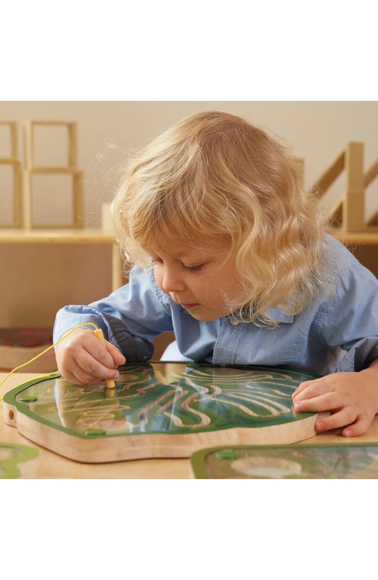 Kaplan Early Learning Company Nature's Paths Magnetic Leaf Mazes - Set of 3, Alternate, color, Green