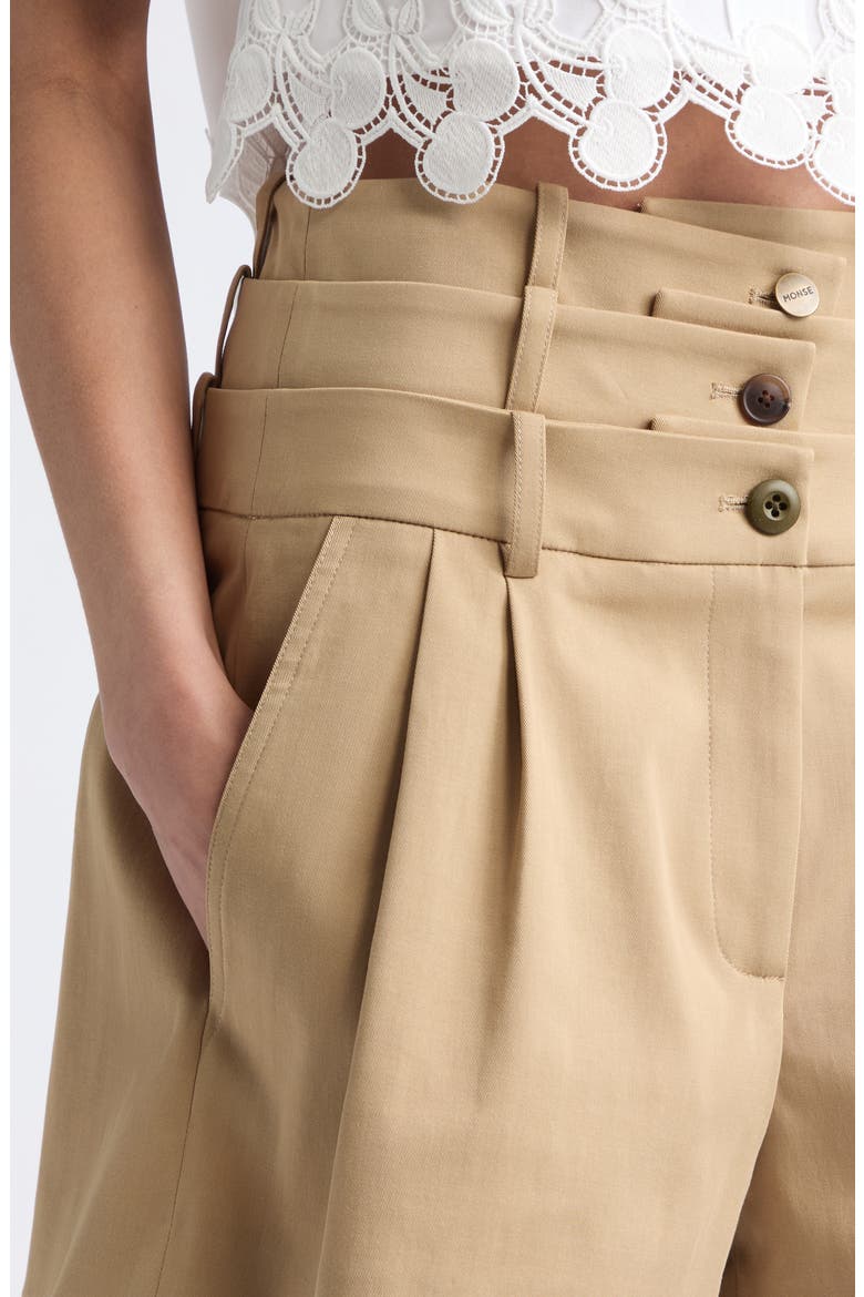Triple Waistband Wide Leg Shorts, Alternate, color, KHAKI