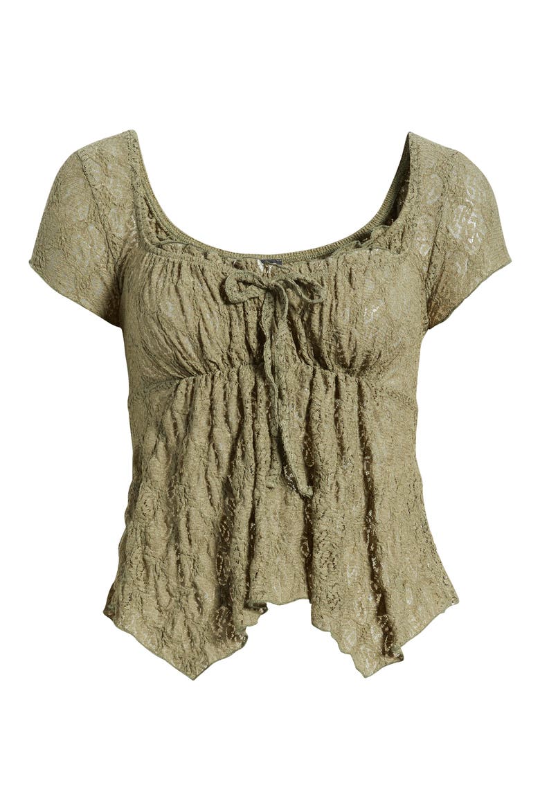 Piper Asymmetric Hem Stretch Lace Top, Alternate, color, KHAKI