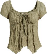 BDG Urban Outfitters Piper Asymmetric Hem Stretch Lace Top
