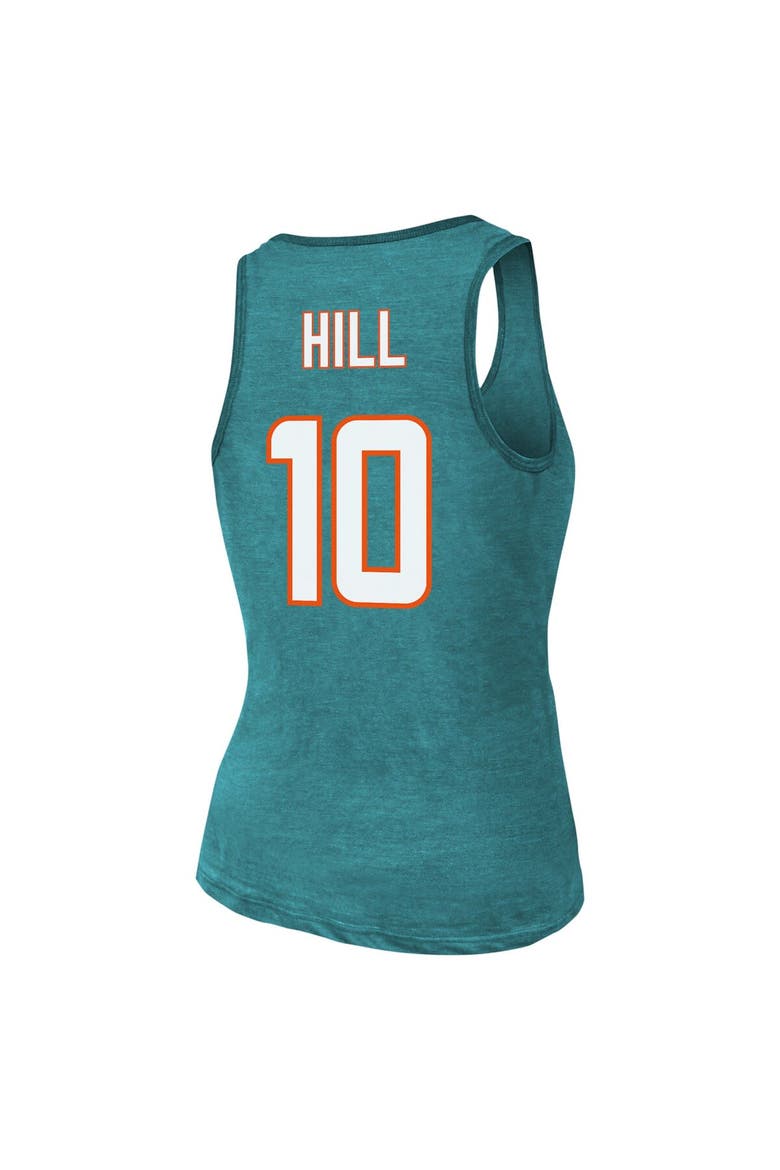 Women's Majestic Threads Tyreek Hill Aqua Miami Dolphins Name & Number Tri-Blend Tank Top, Alternate, color, Aqua