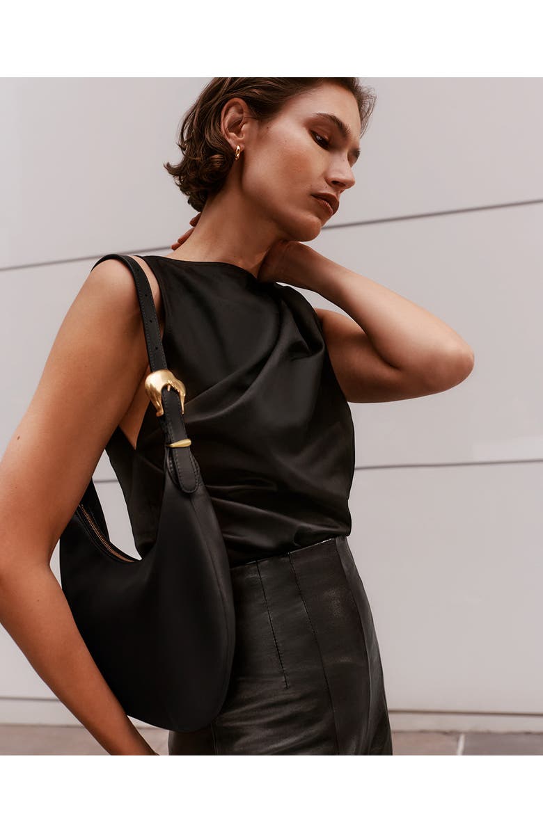 Cuyana Celestia Shoulder Bag, Alternate, color, Black