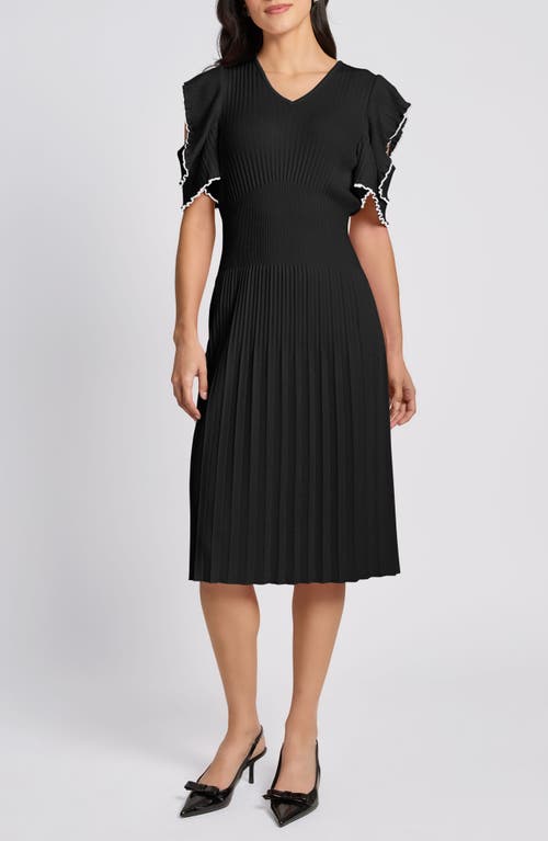 Ming Wang Ruffle Rib Midi Dress