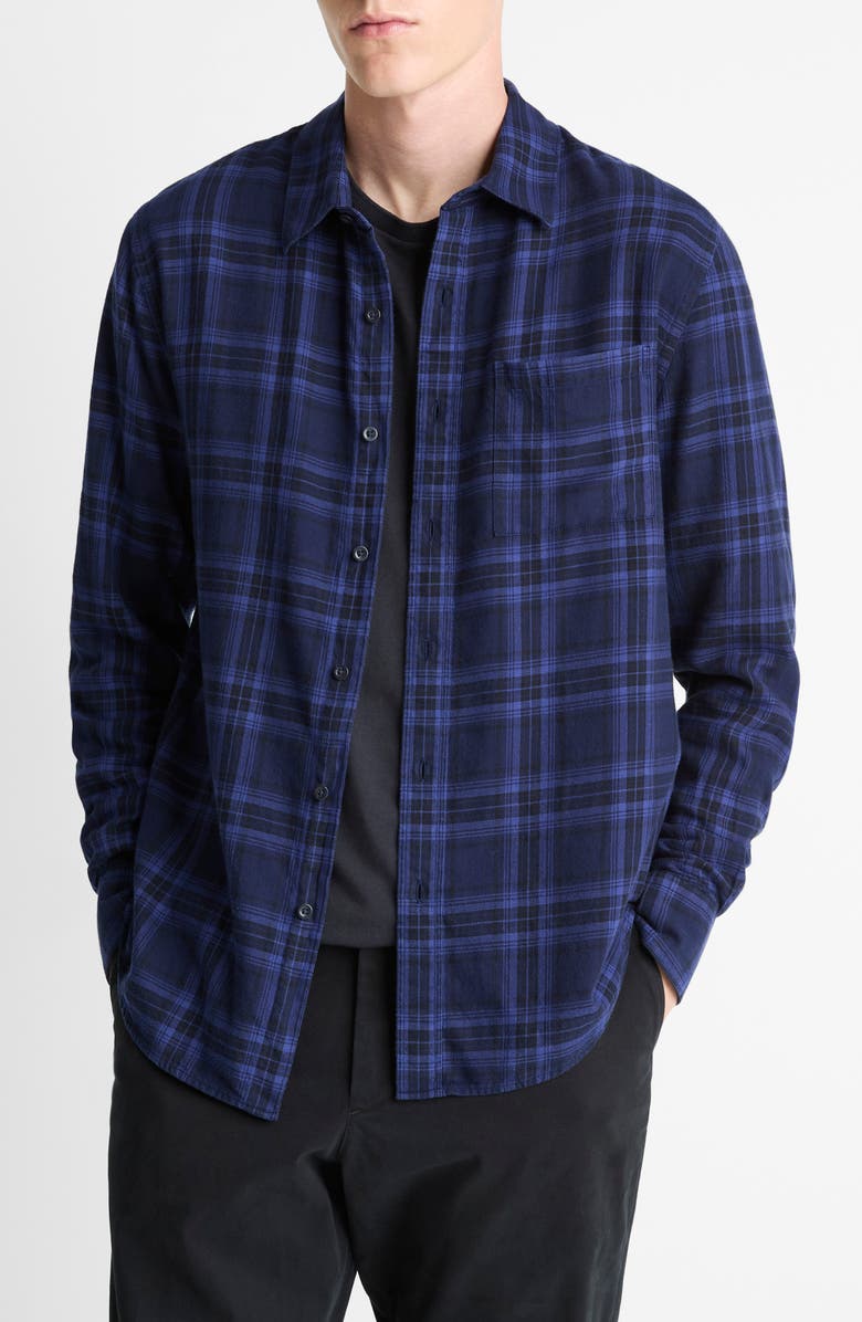 Vince Big Horn Plaid Flannel Button-Up Shirt, Main, color, Monarch Combo