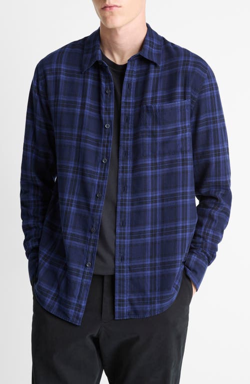 Vince Big Horn Plaid Separate Placket Classic Fit Button Down Shirt In Blue