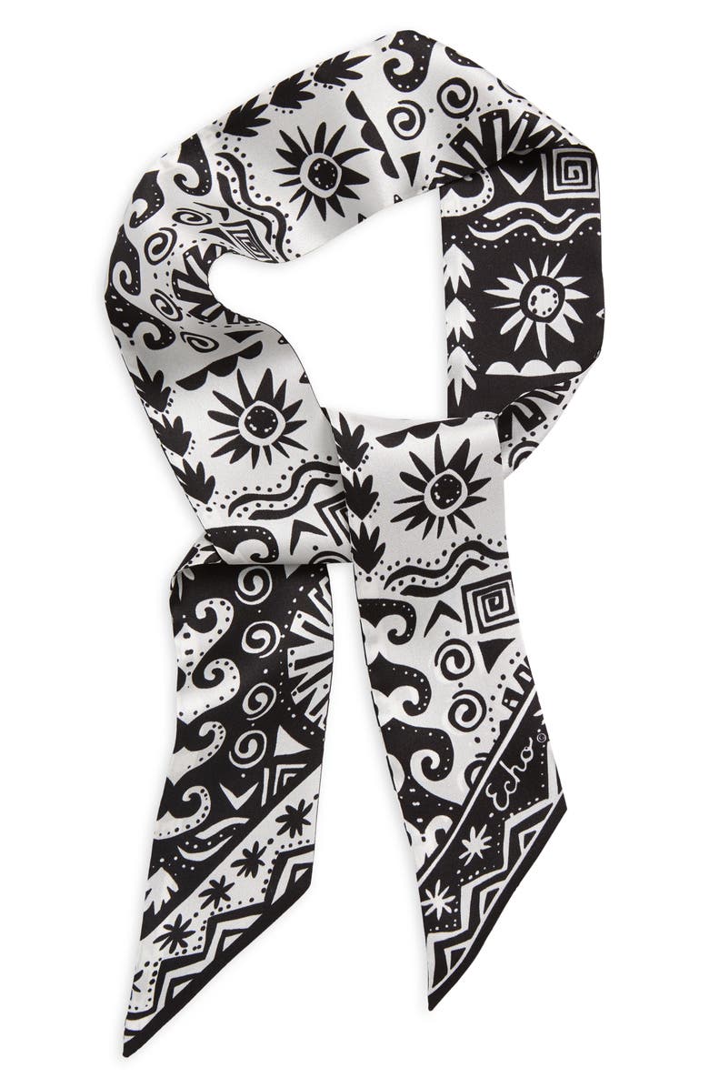 Echo Sun & Surf Reversible Silk Skinny Scarf, Main, color, Black