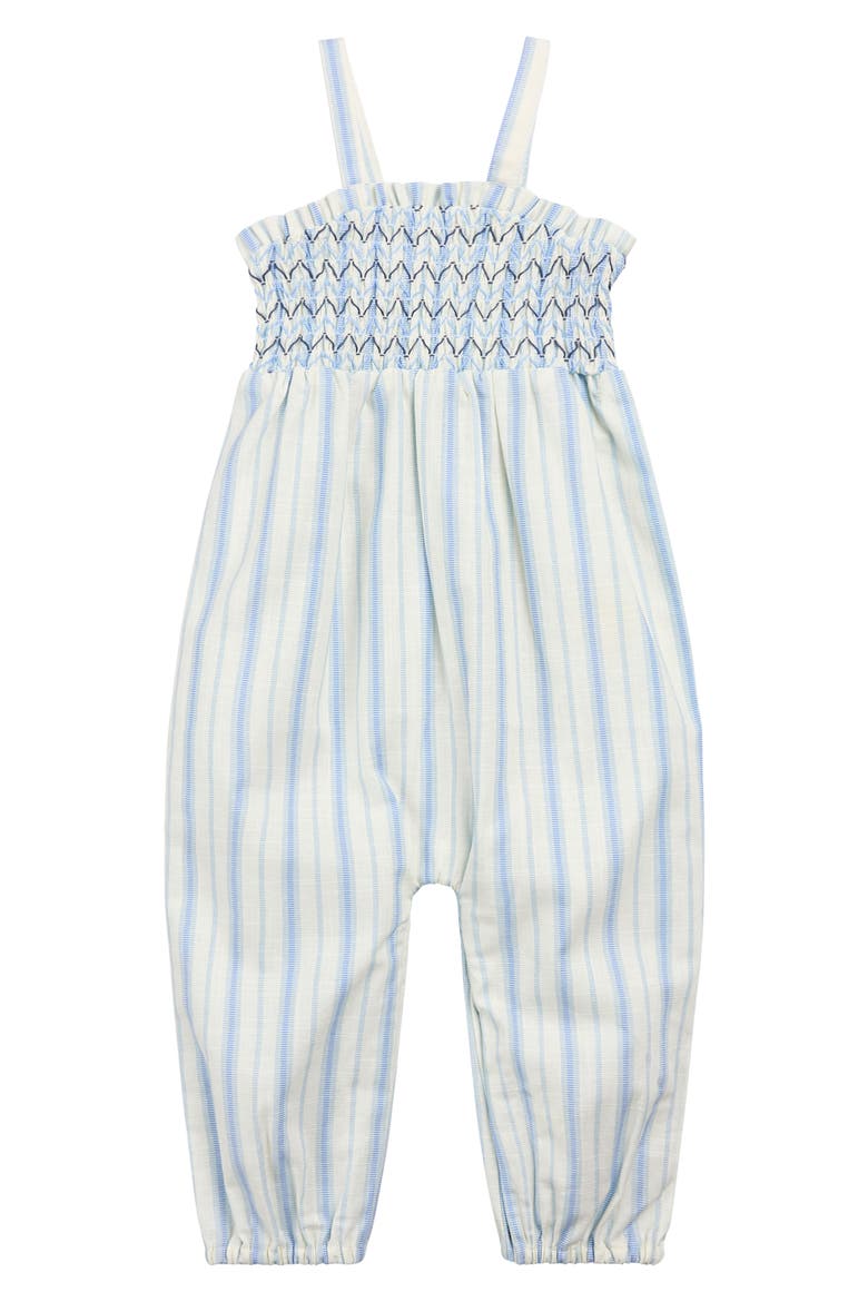 Smocked Bodice Organic Cotton Jumpsuit, Main, color, OFF WHITE