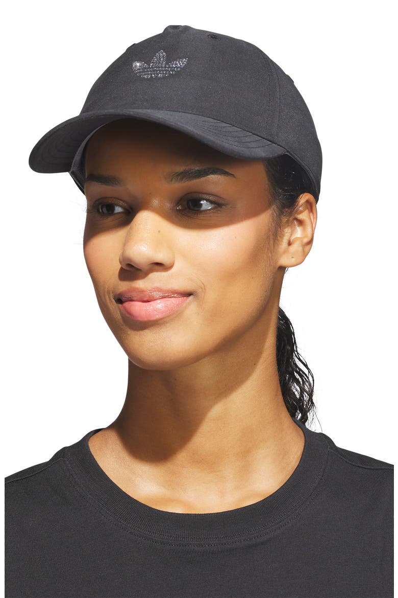 Rhinestone Trefoil Baseball Hat, Alternate, color, BLACK/ SILVER
