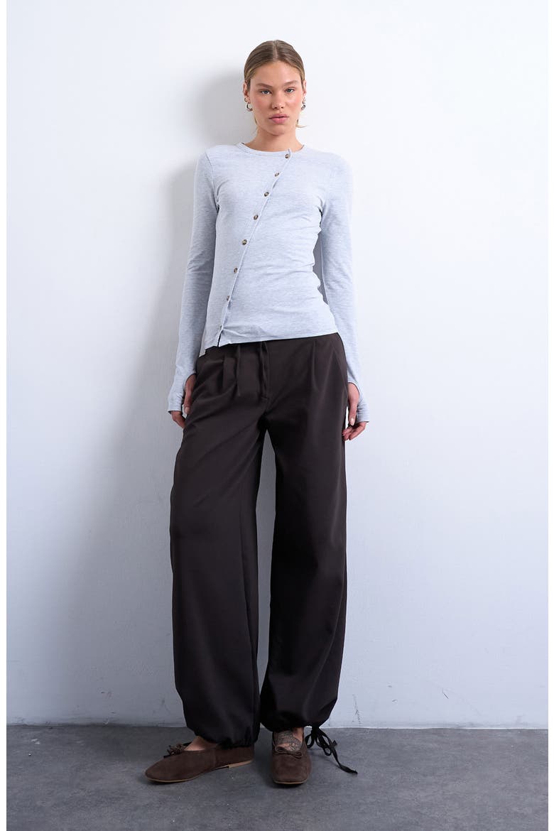 Asymmetric Button Front Top, Alternate, color, GREY