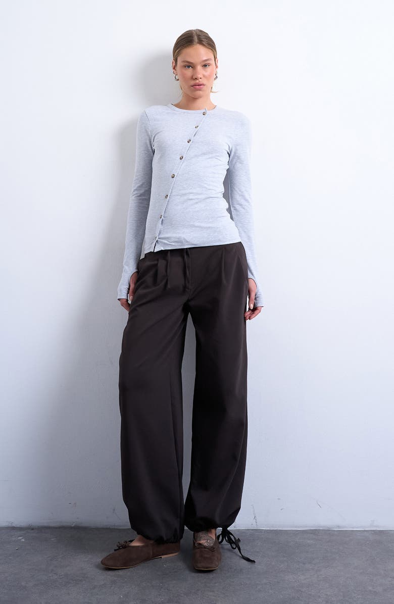 Topshop Asymmetric Button Front Top, Alternate, color, Grey