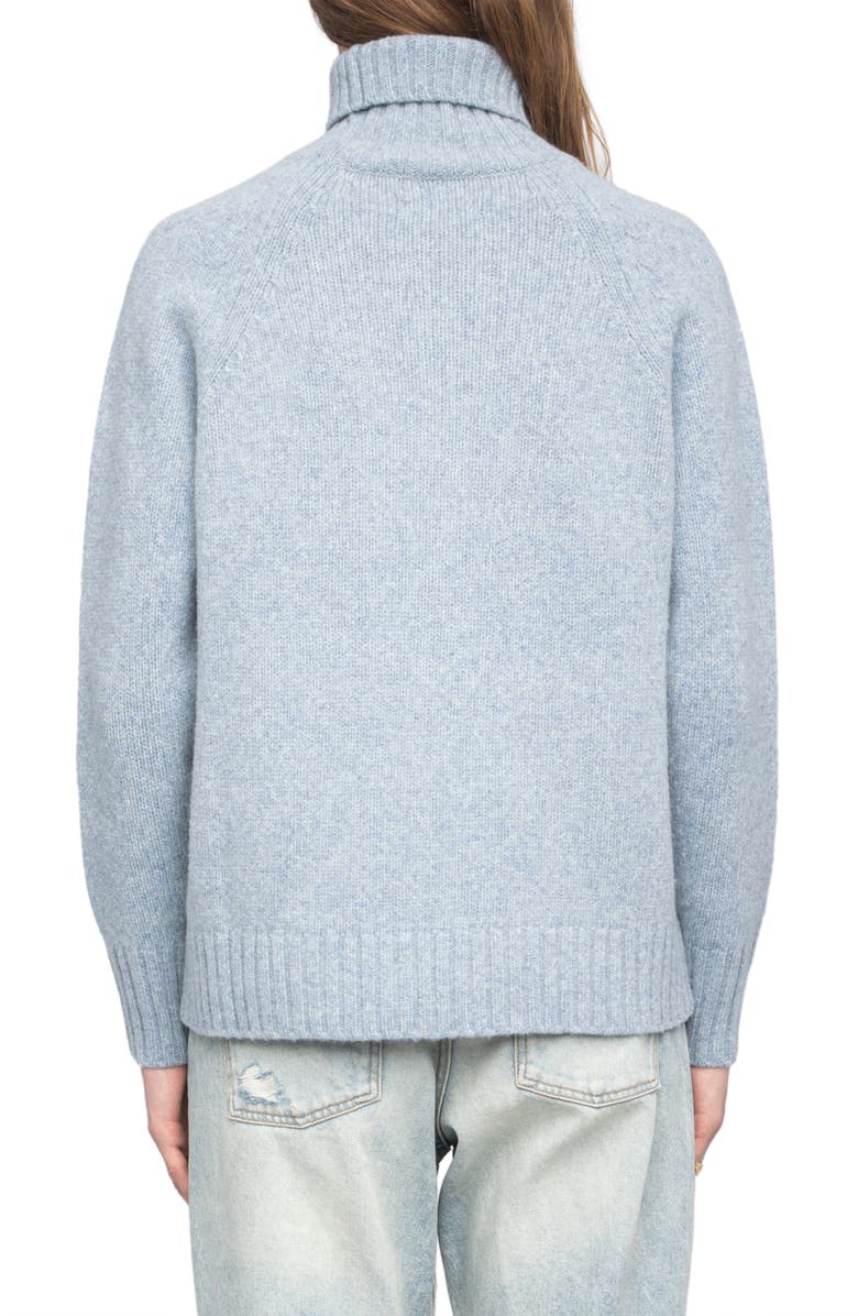 Zadig & Voltaire Mora We Rock Merino Wool Turtleneck Sweater, Alternate, color, Light Blue