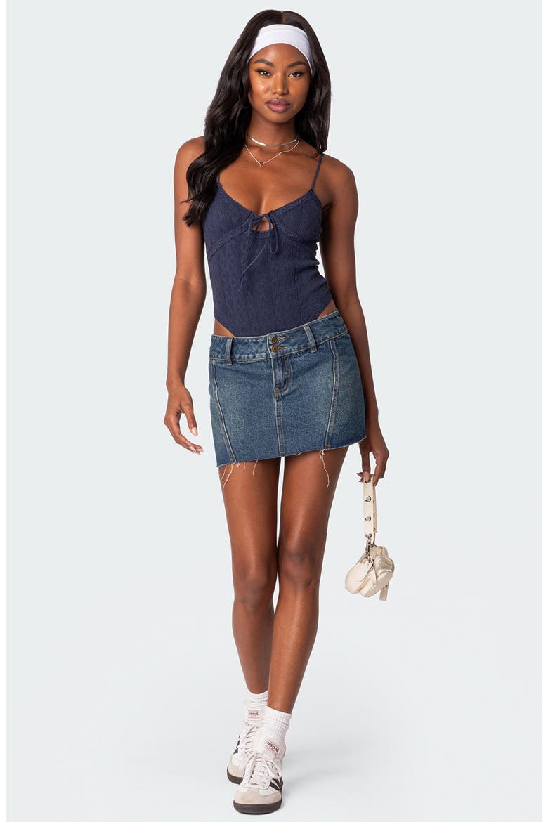Lacey Keyhole Knit Bodysuit, Alternate, color, NAVY