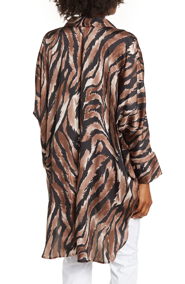 BY DESIGN Marissa Collared Poly Silk Tunic, Alternate, color, Urban Safari
