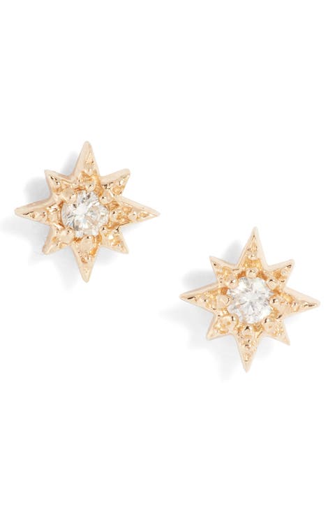 Petite Diamond North Star Stud Earrings