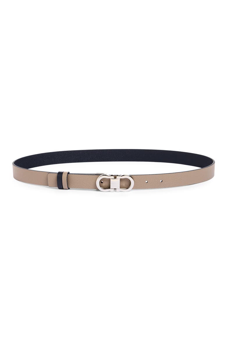 Double Gancio Reversible Leather Belt, Main, color, WARM TAUPE NEW NAVY