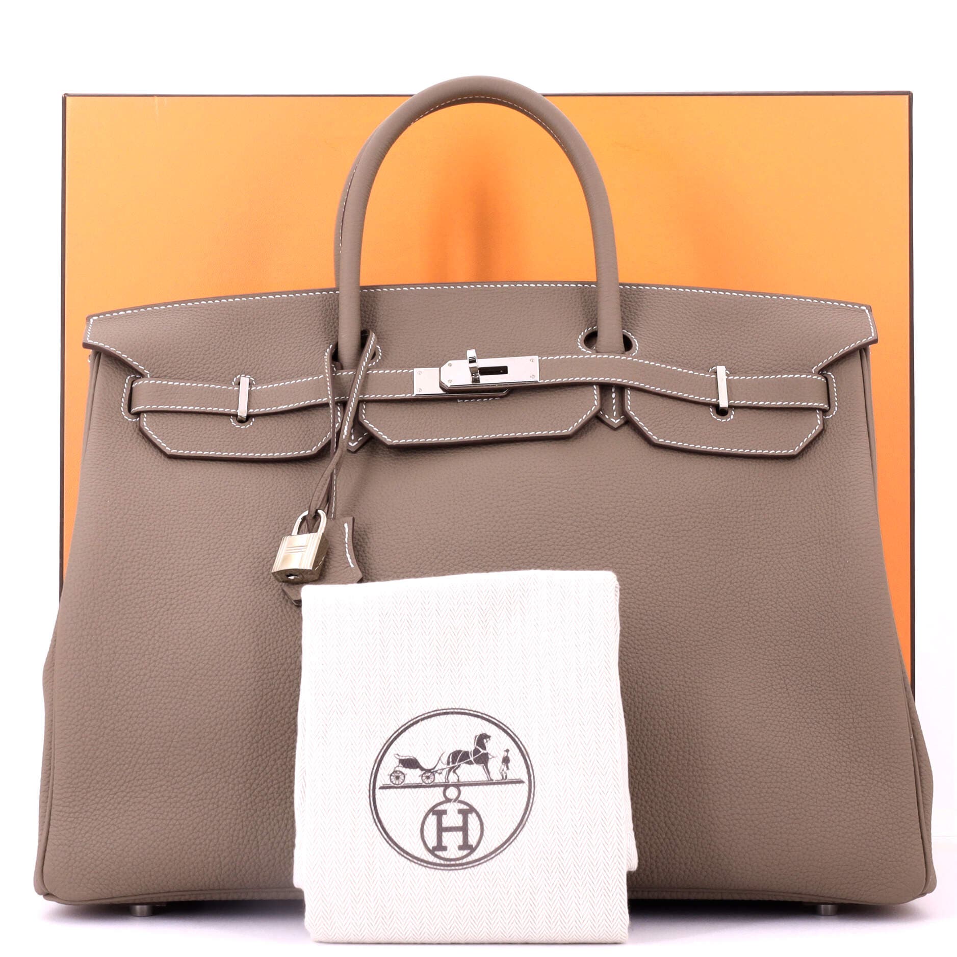 Pre-Owned Hermes Birkin Handbag Grey Togo with Palladium Hardware 40, Alternate, color, Etoupe