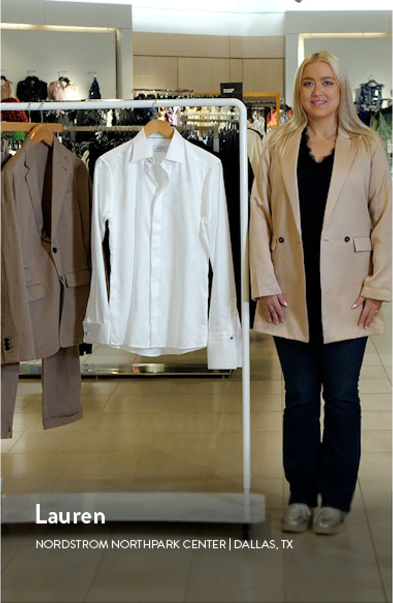 Slim Fit Diamond Weave Tuxedo Shirt, sales video thumbnail