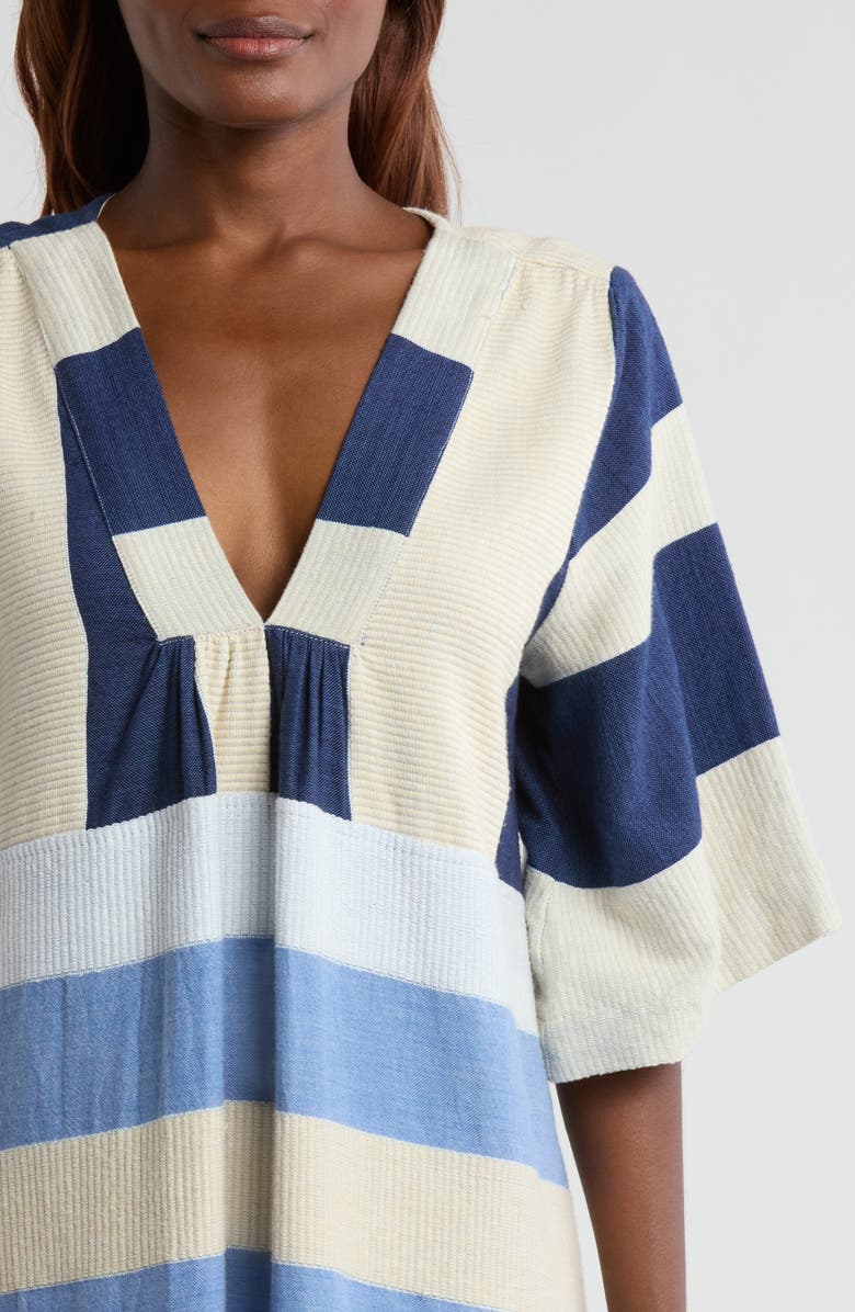 lemlem Edna V-Neck Cotton Caftan, Alternate, color, Betami Azure